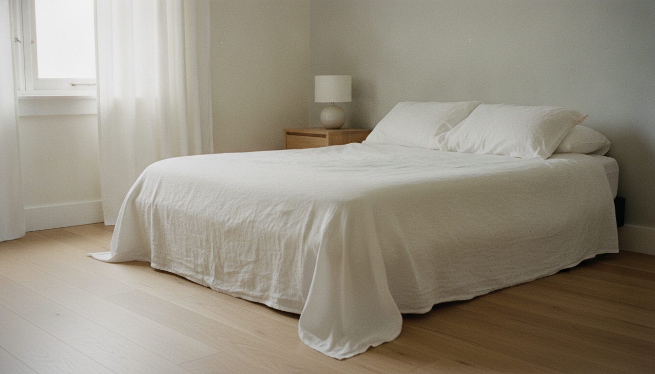 A rental bedroom made up and ready to be photographed